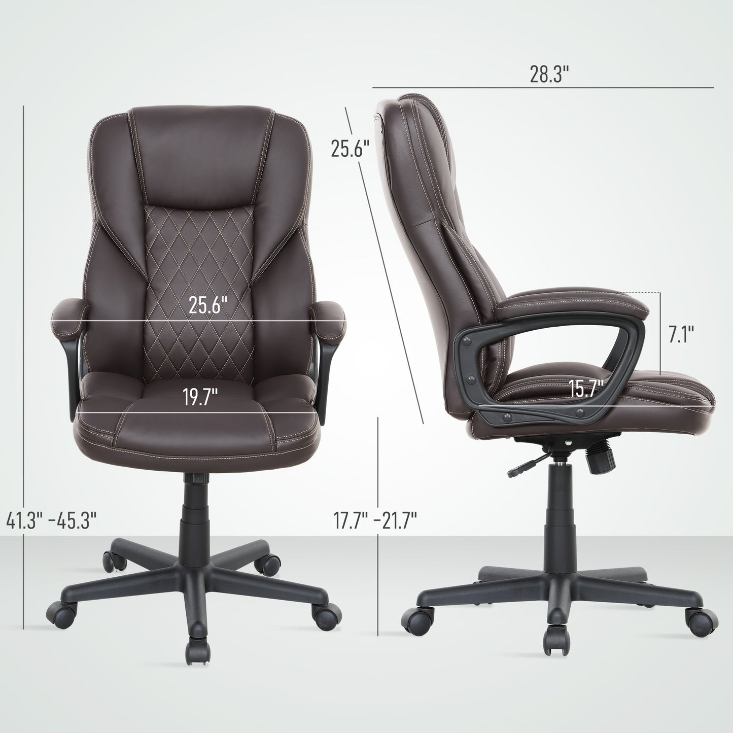 High Back Ergonomic Office Chair – PU Leather Executive Chair, Brown