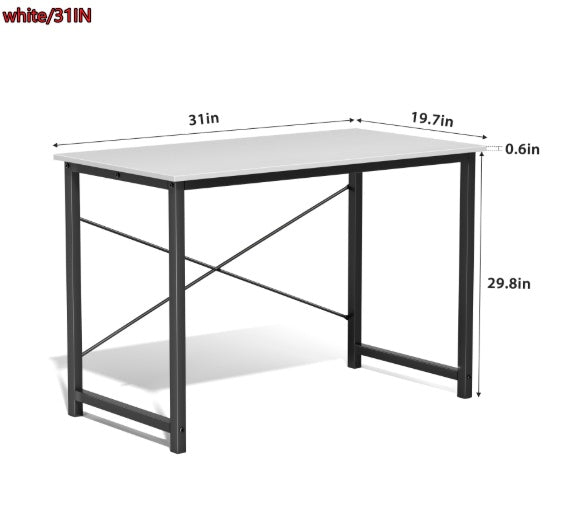 Computer Desk for Home Office – Modern Writing Desk with Storage Shelf, Sturdy Wooden Tabletop, Walnut