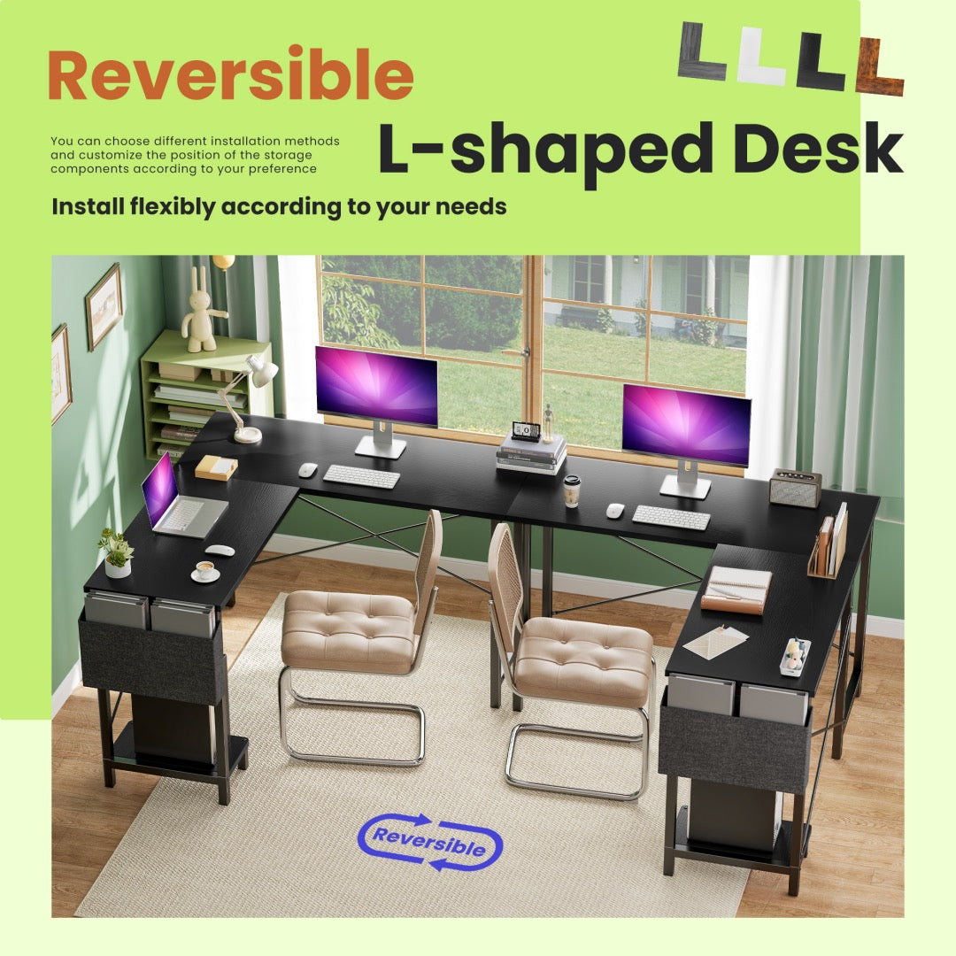 ProSpace L-Desk 49" - L-Shaped Corner Desk for Gaming & Home Office with Storage