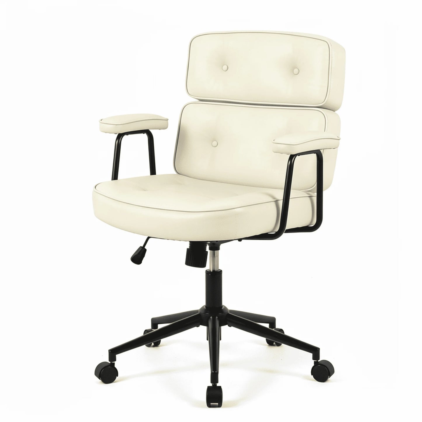 Ergonomic Home Office Chair – PU Leather, Lumbar Support, Beige