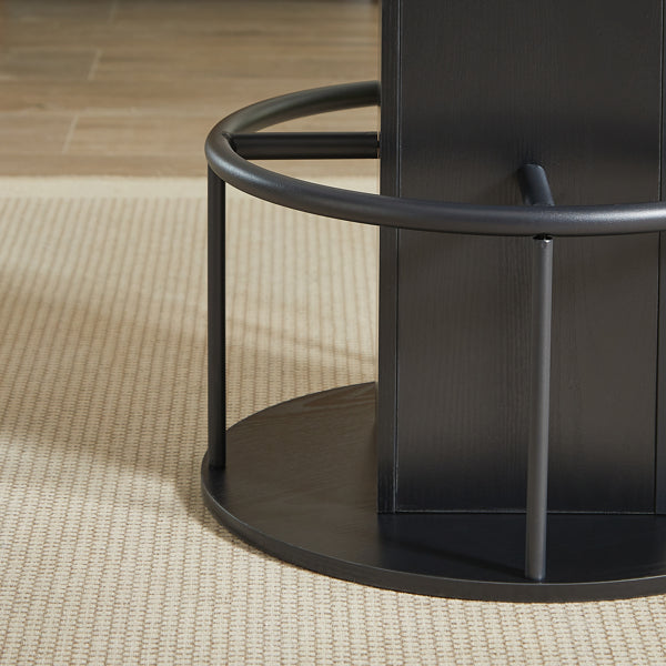 3-Piece Bar Table and Stool Set – 31.5" Round Bar Table with 2 Stools, Metal Ring Footrest, Black