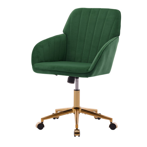 Adjustable Velvet Office Chair – Ergonomic Swivel Chair with Memory Foam, Green