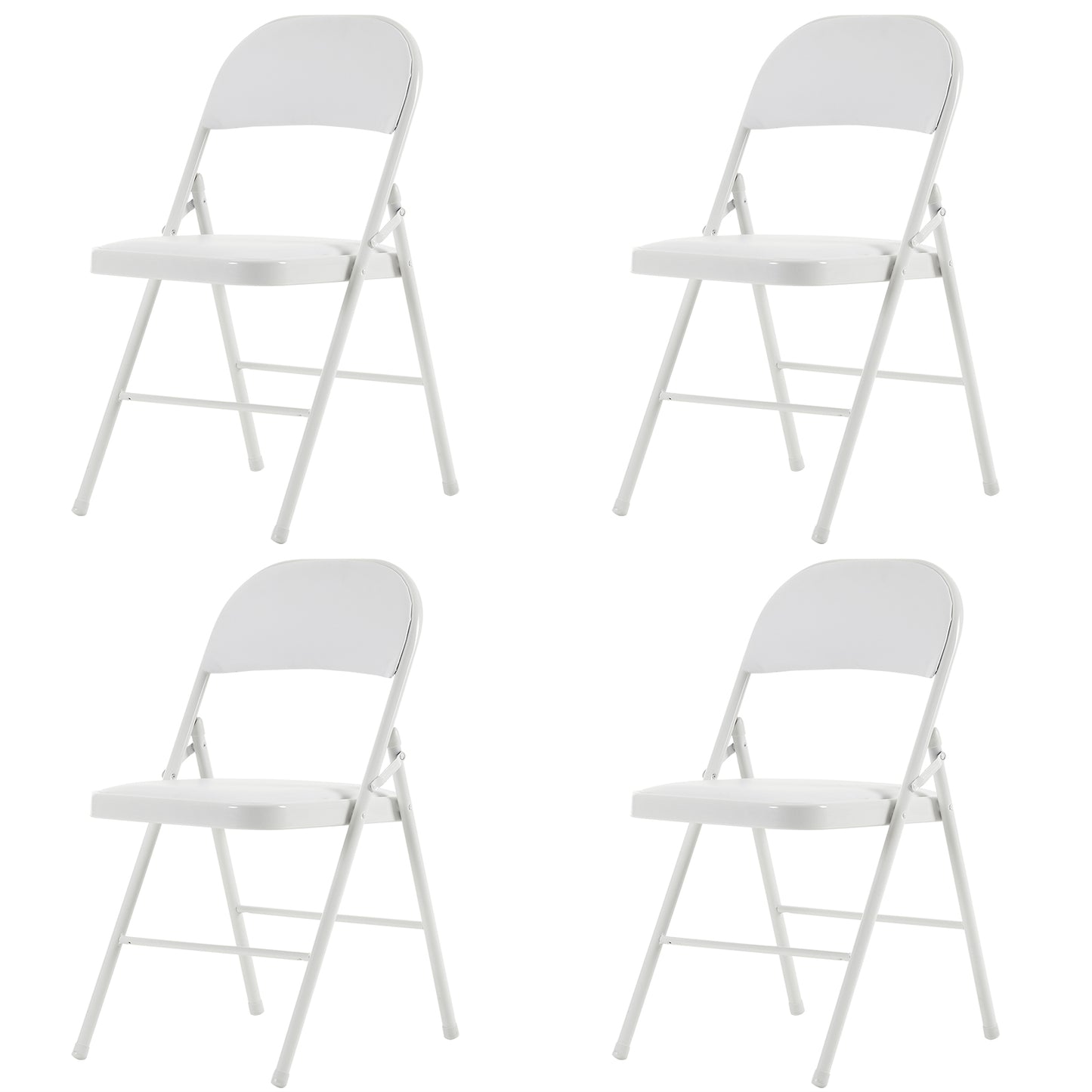Set of 4 PVC Leather Exhibition Chairs – Modern Steel Frame Side Chairs, White