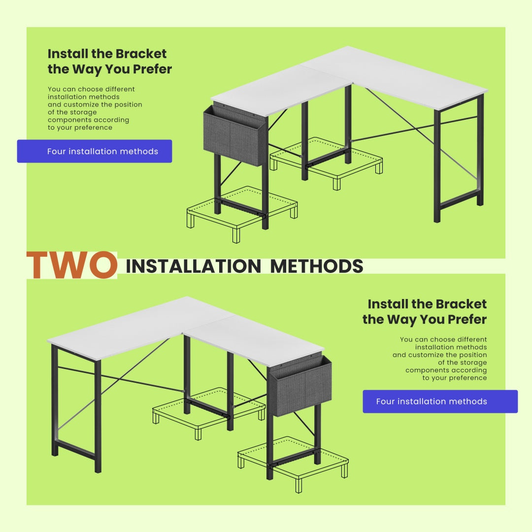 49-Inch L-Shaped Desk – White | Corner Gaming & Home Office Desk