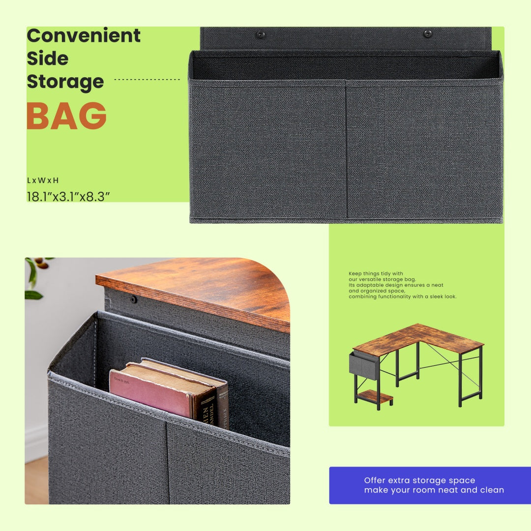 49-Inch L-Shaped Desk – Brown | Corner Gaming & Home Office Desk