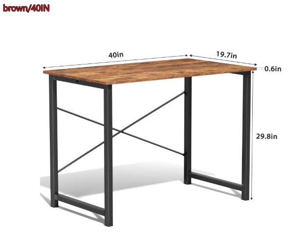Computer Desk for Home Office – Modern Writing Desk with Storage Shelf, Sturdy Wooden Tabletop, Walnut