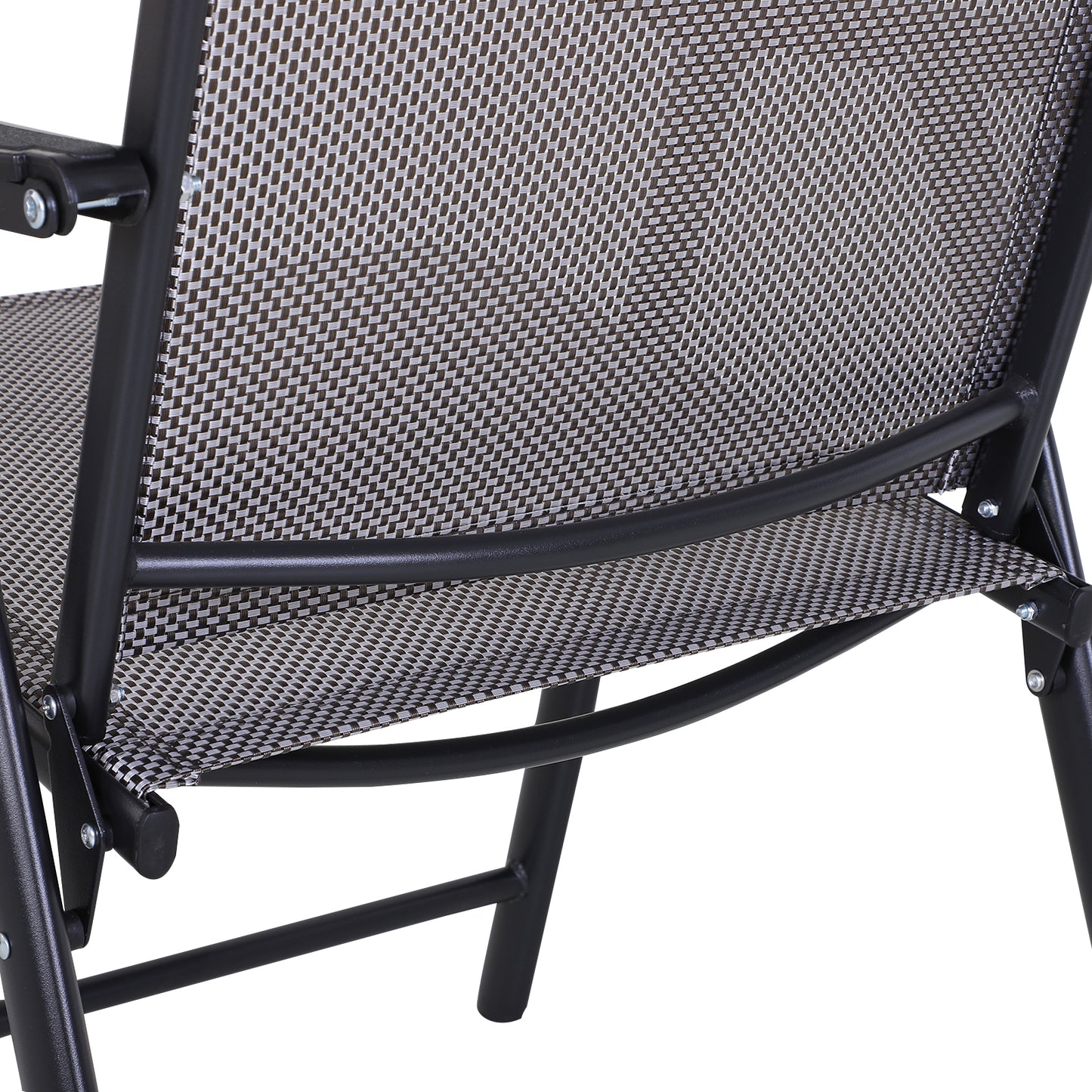 Set of 4 Outdoor Folding Chairs, Stackable Patio Dining Chairs with Armrests, Metal Frame, Gray