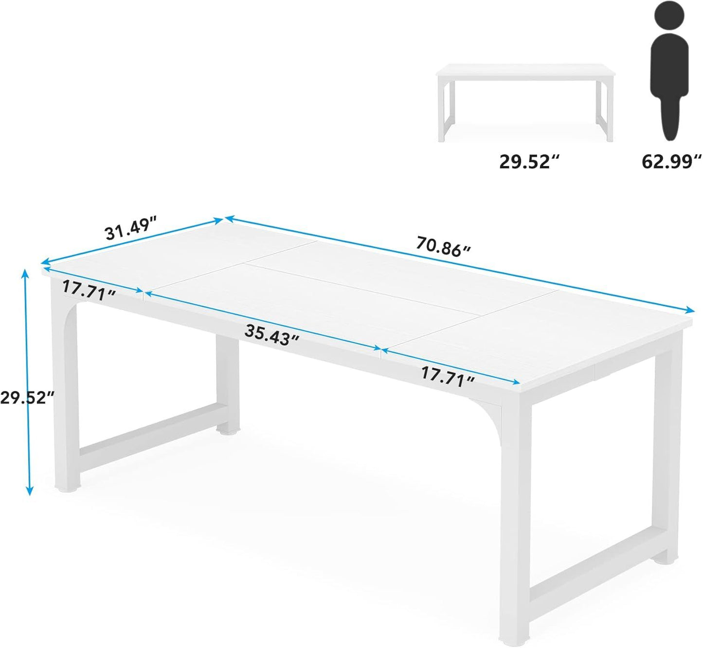 Large Executive Office Desk – 70" Wide Workstation with Thick Frame