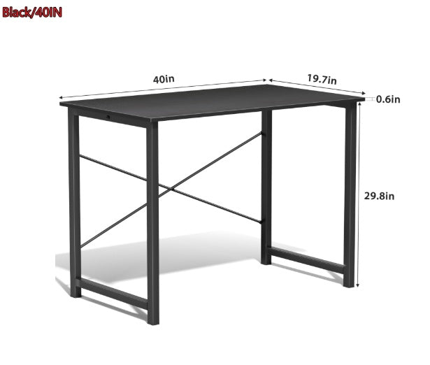 Computer Desk for Home Office – Modern Writing Desk with Storage Shelf, Sturdy Wooden Tabletop, Walnut