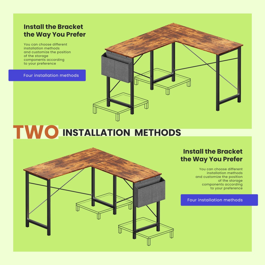 49-Inch L-Shaped Desk – Brown | Corner Gaming & Home Office Desk