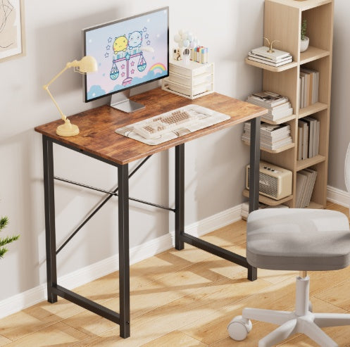 Computer Desk for Home Office – Modern Writing Desk with Storage Shelf, Sturdy Wooden Tabletop, Walnut