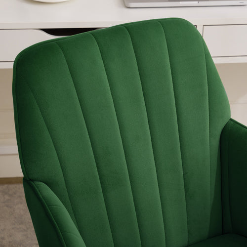 Adjustable Velvet Office Chair – Ergonomic Swivel Chair with Memory Foam, Green