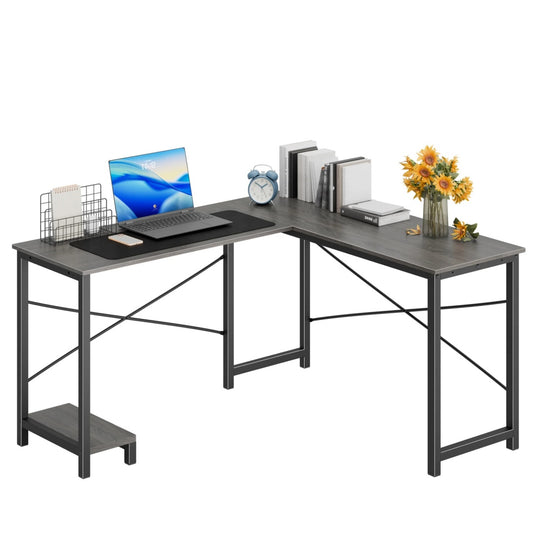 49-Inch L-Shaped Desk – Gray | Corner Gaming & Home Office Desk
