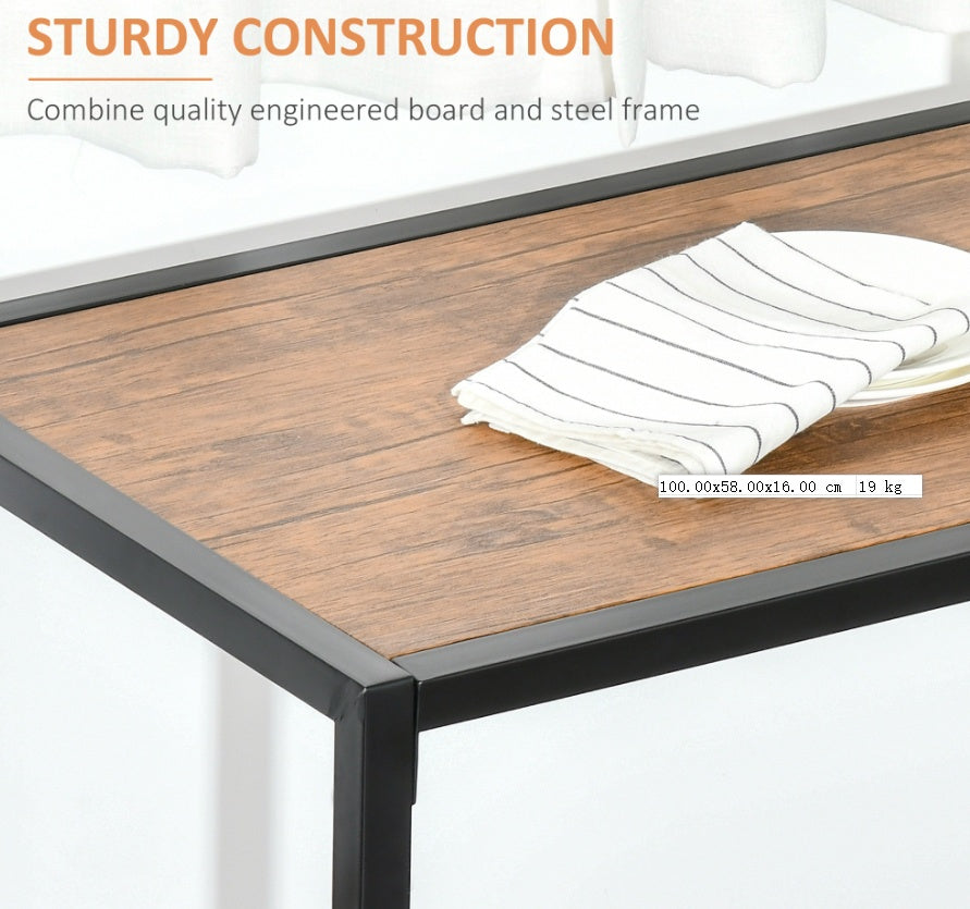 Industrial Dining Table Set for 2 – Compact Kitchen Table & 2 Chairs | Rustic Brown