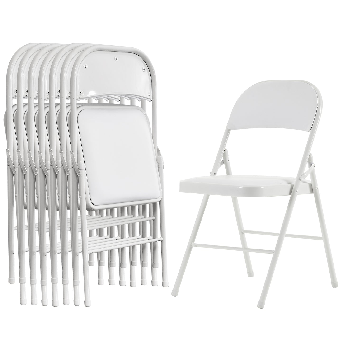 Set of 4 PVC Leather Exhibition Chairs – Modern Steel Frame Side Chairs, White