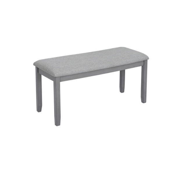6-Piece Kitchen Dining Set – Rectangular Wooden Table with 4 Upholstered Chairs & Bench, Gray