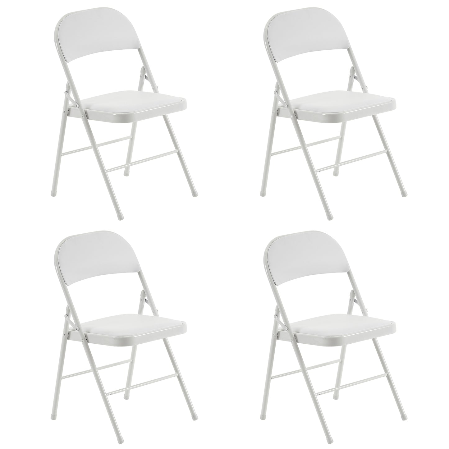 Set of 4 PVC Leather Exhibition Chairs – Modern Steel Frame Side Chairs, White