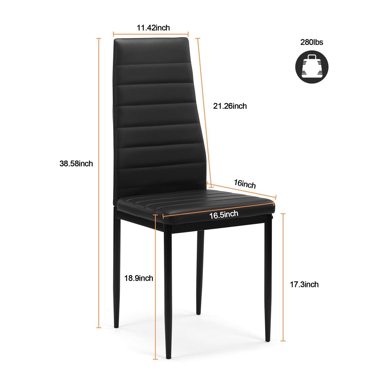 5-Piece Dining Table Set – Tempered Glass Table & 4 Faux Leather Chairs