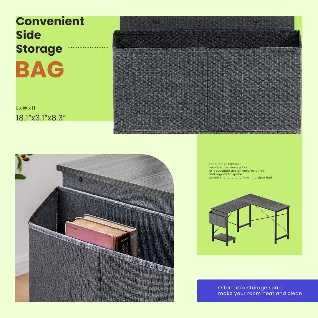 49-Inch L-Shaped Desk – Gray | Corner Gaming & Home Office Desk