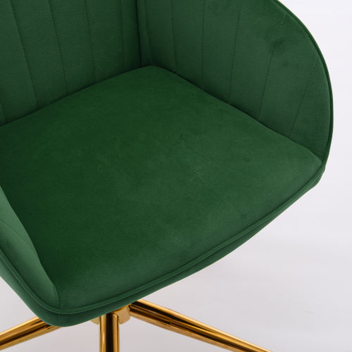 Adjustable Velvet Office Chair – Ergonomic Swivel Chair with Memory Foam, Green