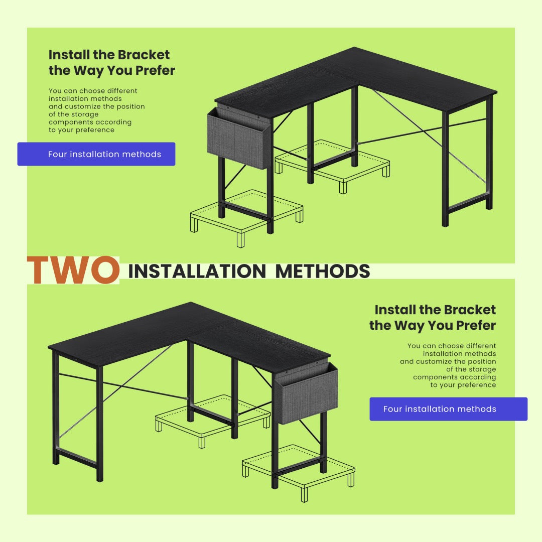 ProSpace L-Desk 49" - L-Shaped Corner Desk for Gaming & Home Office with Storage