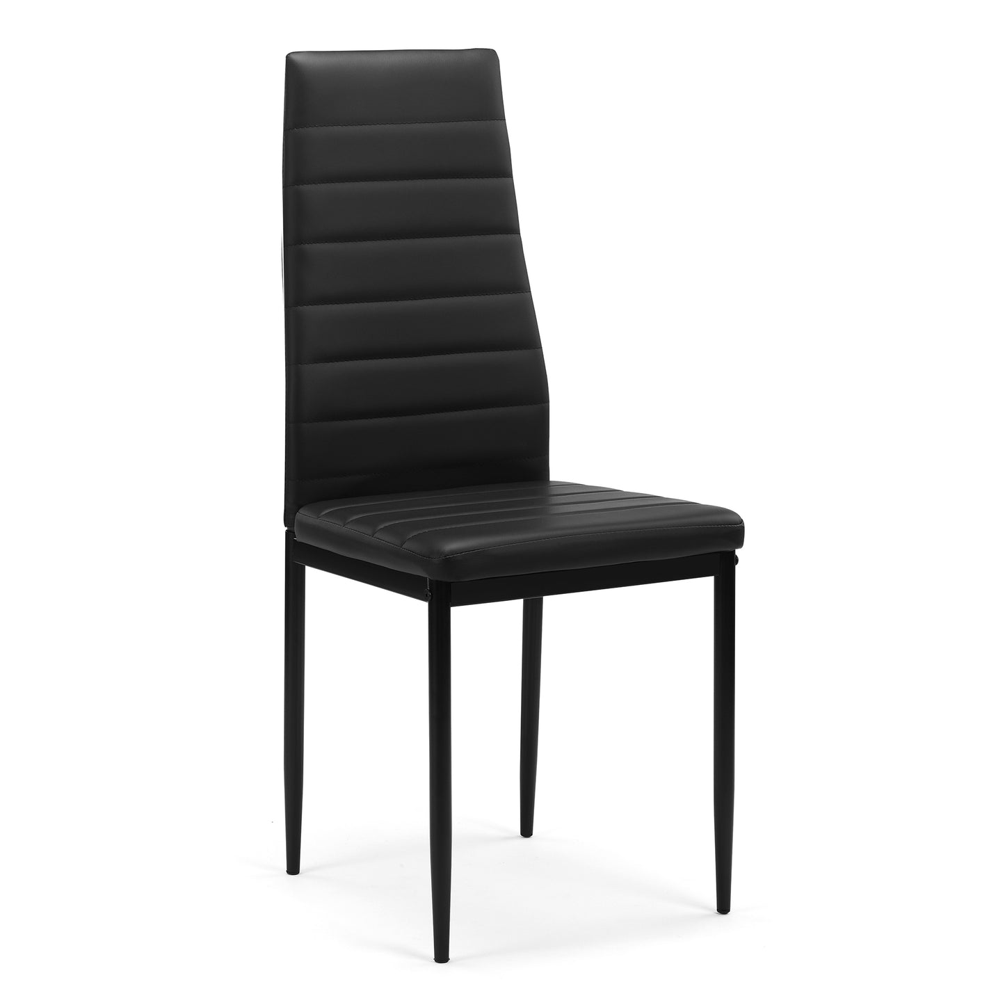 5-Piece Dining Table Set – Tempered Glass Table & 4 Faux Leather Chairs