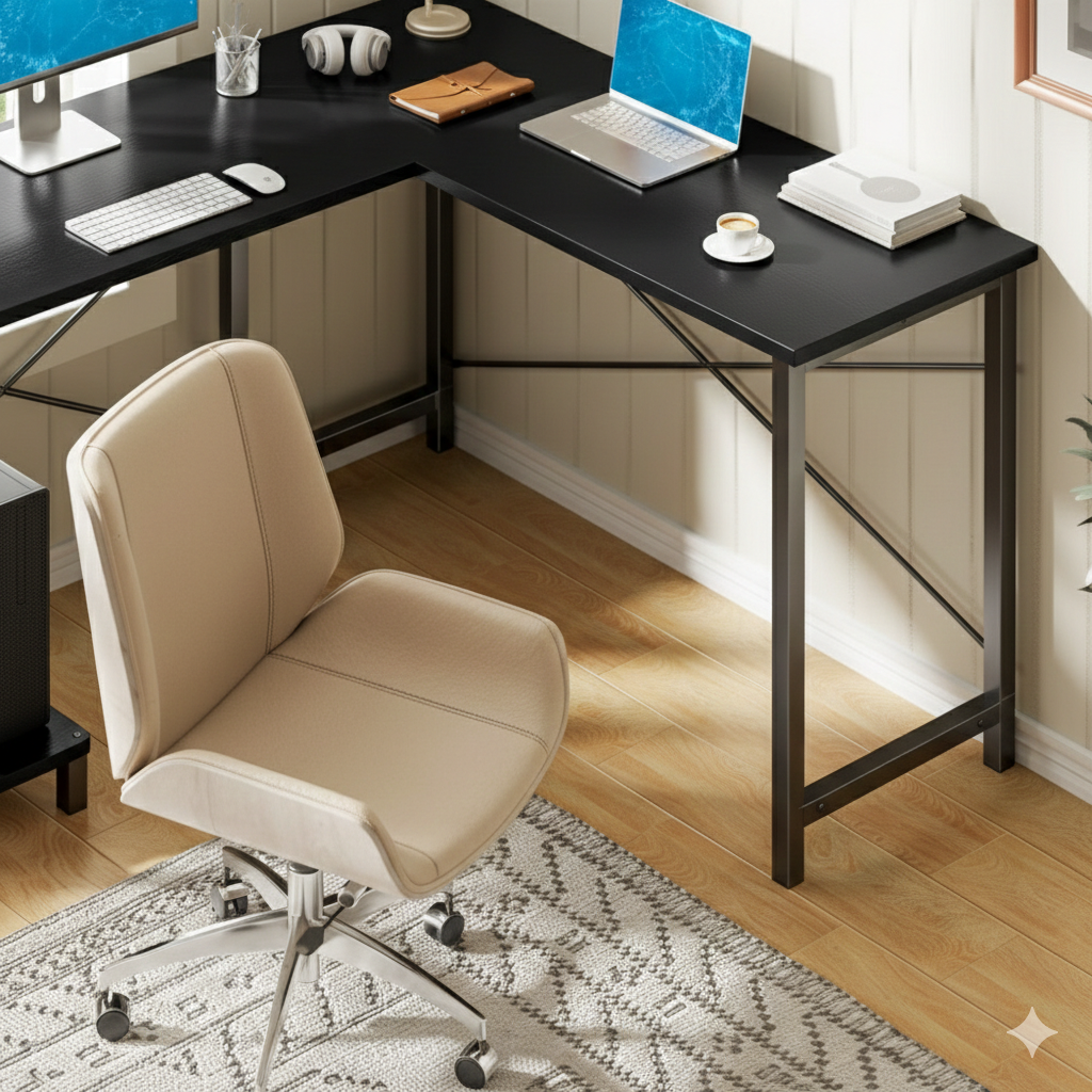 ProSpace L-Desk 49" - L-Shaped Corner Desk for Gaming & Home Office with Storage