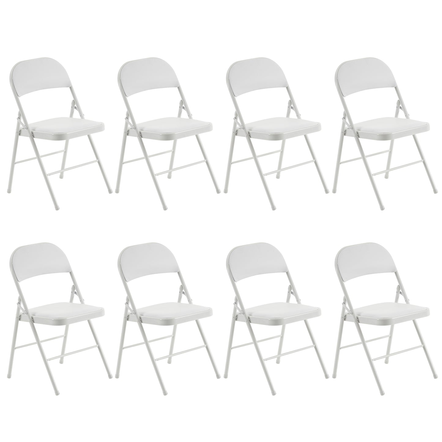 Set of 4 PVC Leather Exhibition Chairs – Modern Steel Frame Side Chairs, White