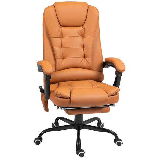 Massage Office Chair – 7-Point Vibration, 155° Recline, Lumbar Support & Footrest | Light Brown