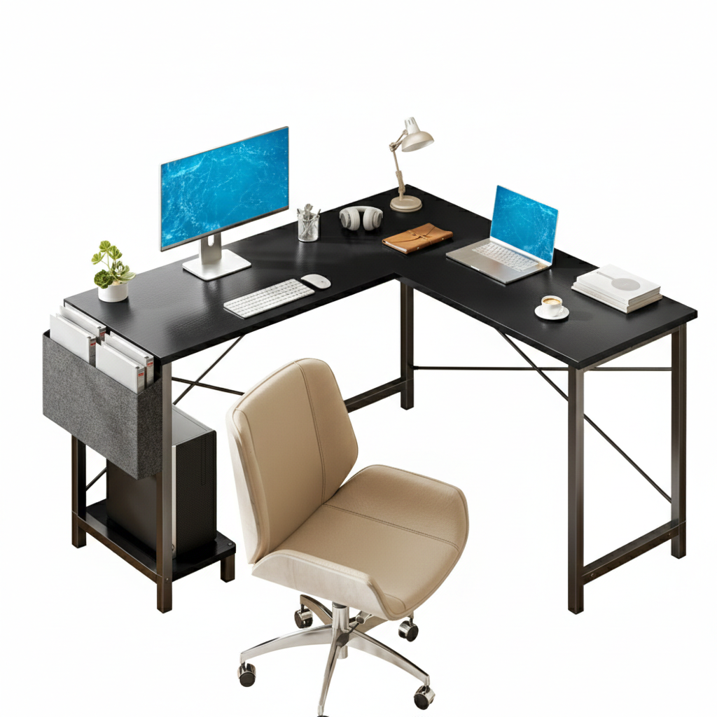 ProSpace L-Desk 49" - L-Shaped Corner Desk for Gaming & Home Office with Storage