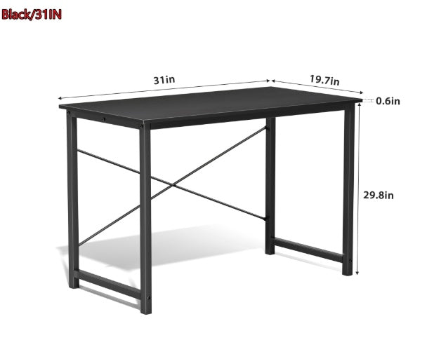 Computer Desk for Home Office – Modern Writing Desk with Storage Shelf, Sturdy Wooden Tabletop, Walnut