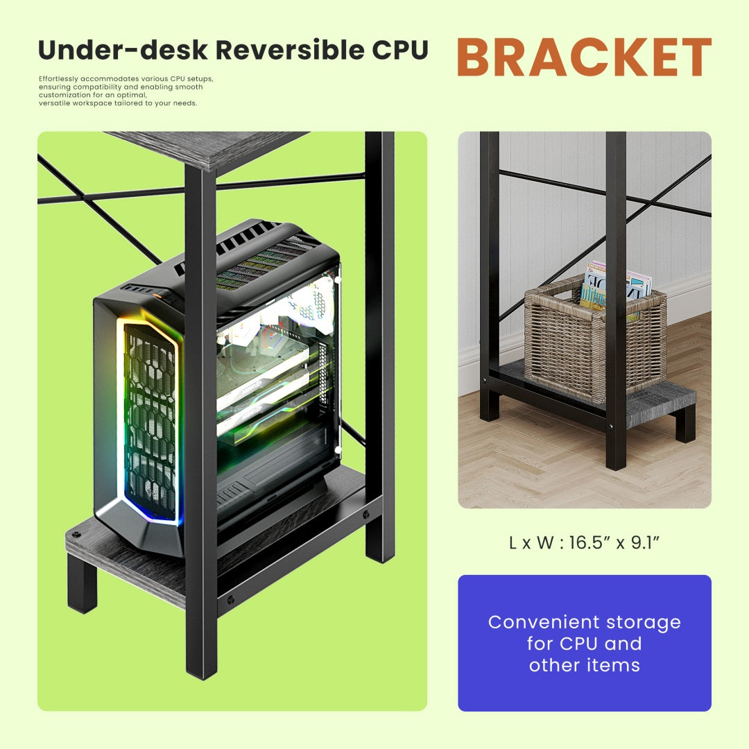 49-Inch L-Shaped Desk – Gray | Corner Gaming & Home Office Desk