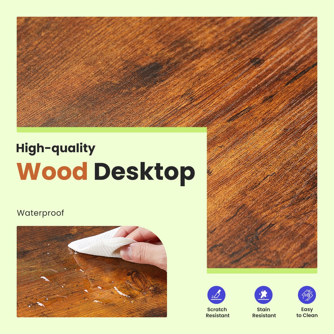 49-Inch L-Shaped Desk – Brown | Corner Gaming & Home Office Desk