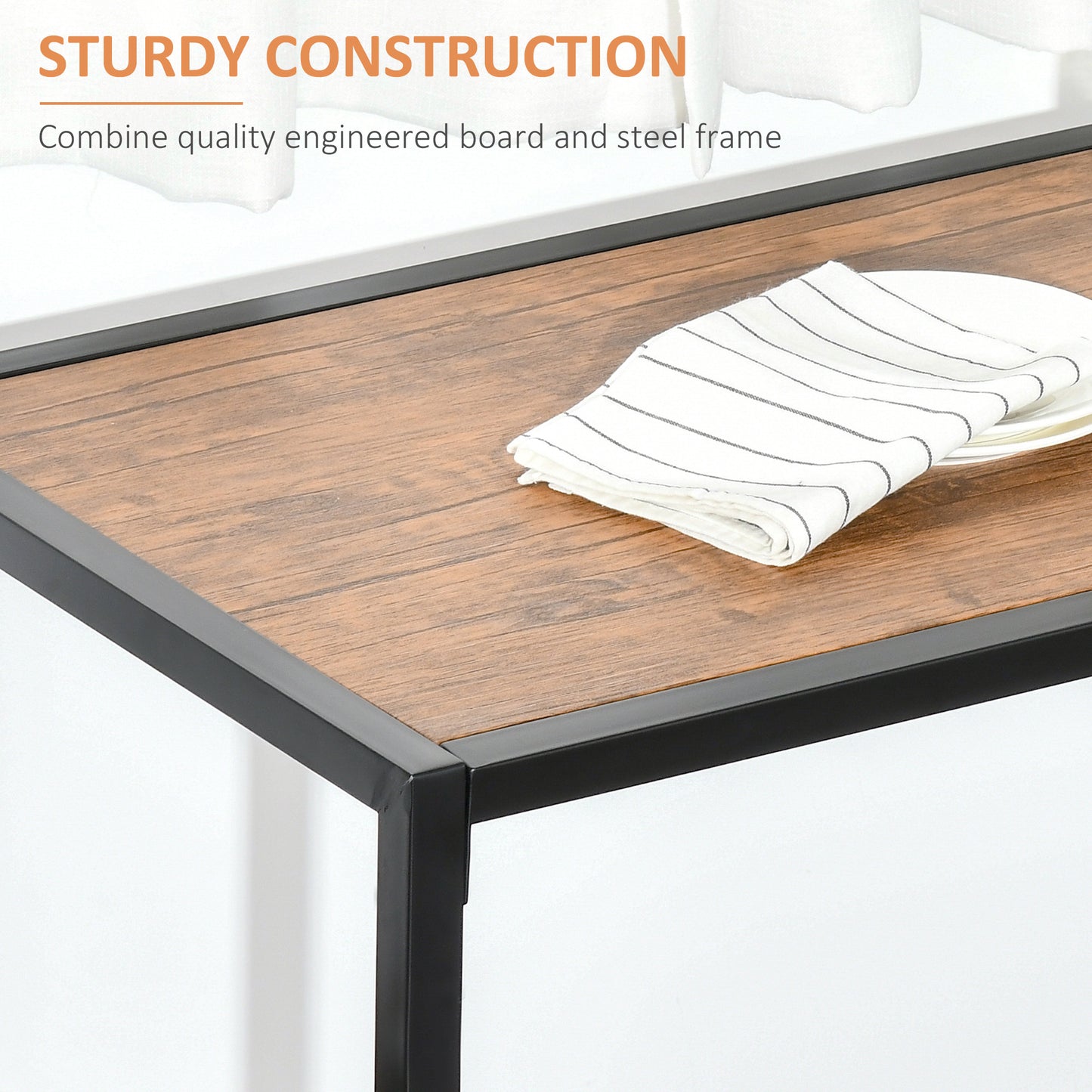 Industrial Dining Table Set for 2 – Compact Kitchen Table & 2 Chairs | Rustic Brown