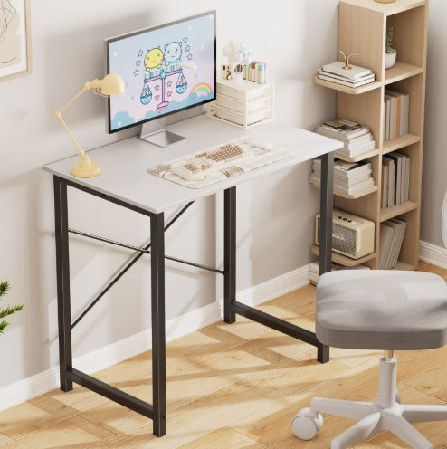 Computer Desk for Home Office – Modern Writing Desk with Storage Shelf, Sturdy Wooden Tabletop, Walnut