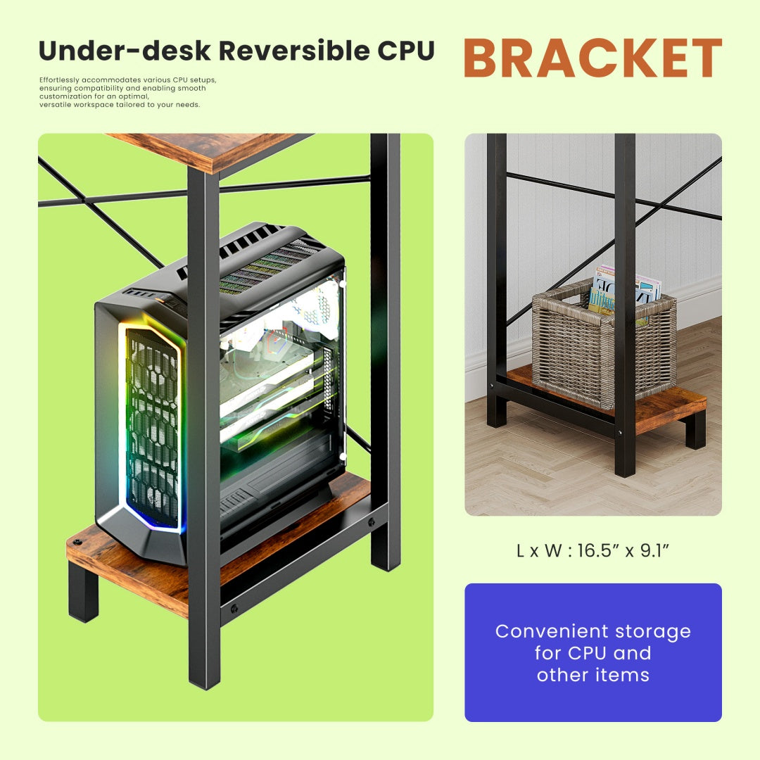 49-Inch L-Shaped Desk – Brown | Corner Gaming & Home Office Desk