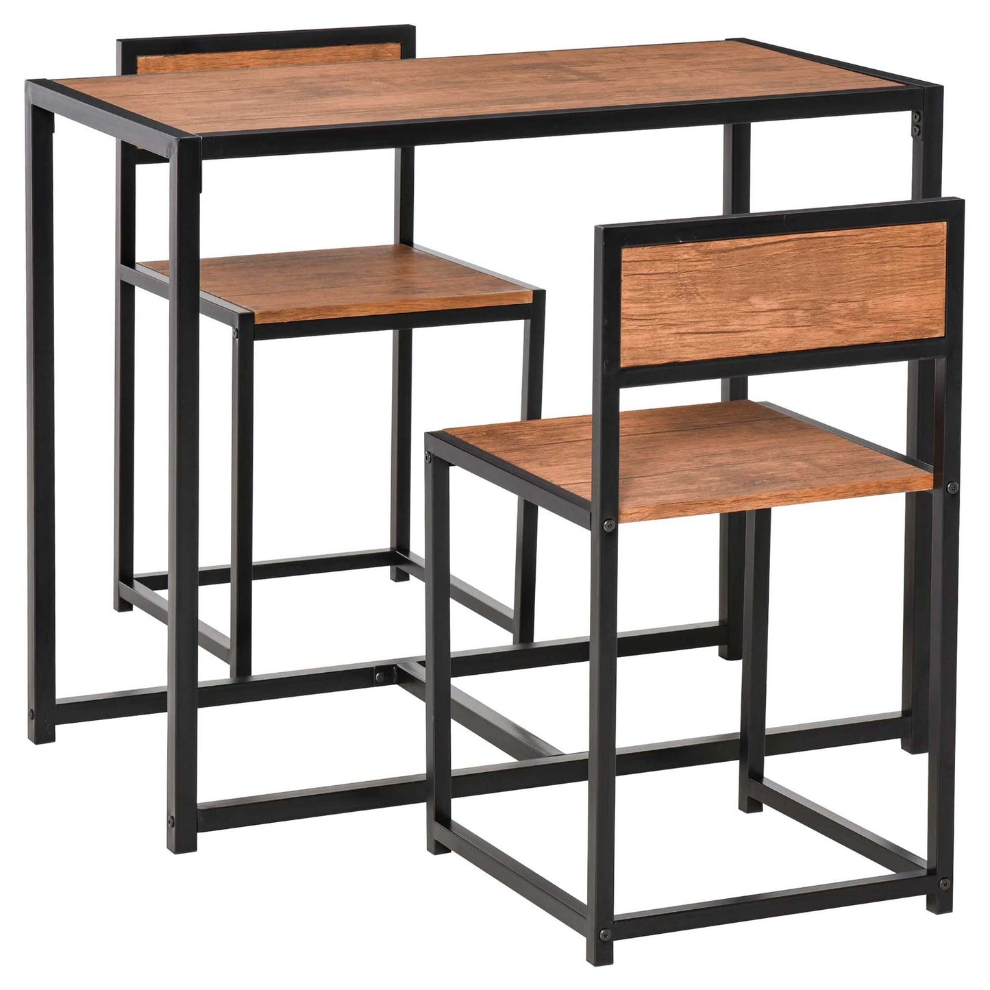 Industrial Dining Table Set for 2 – Compact Kitchen Table & 2 Chairs | Rustic Brown