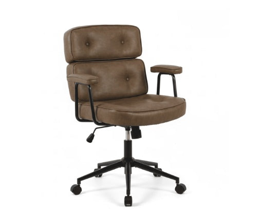 Ergonomic Home Office Chair – PU Leather, Lumbar Support, Brown