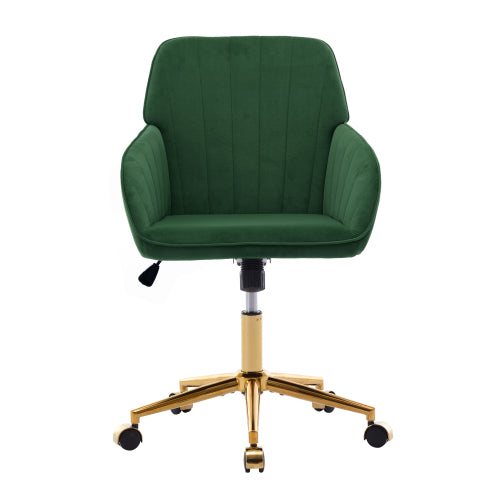 Adjustable Velvet Office Chair – Ergonomic Swivel Chair with Memory Foam, Green