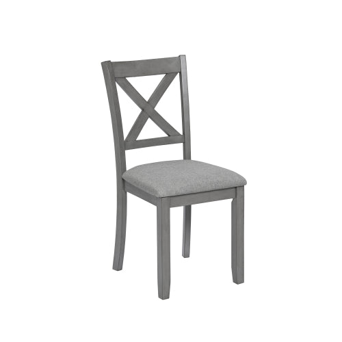 6-Piece Kitchen Dining Set – Rectangular Wooden Table with 4 Upholstered Chairs & Bench, Gray