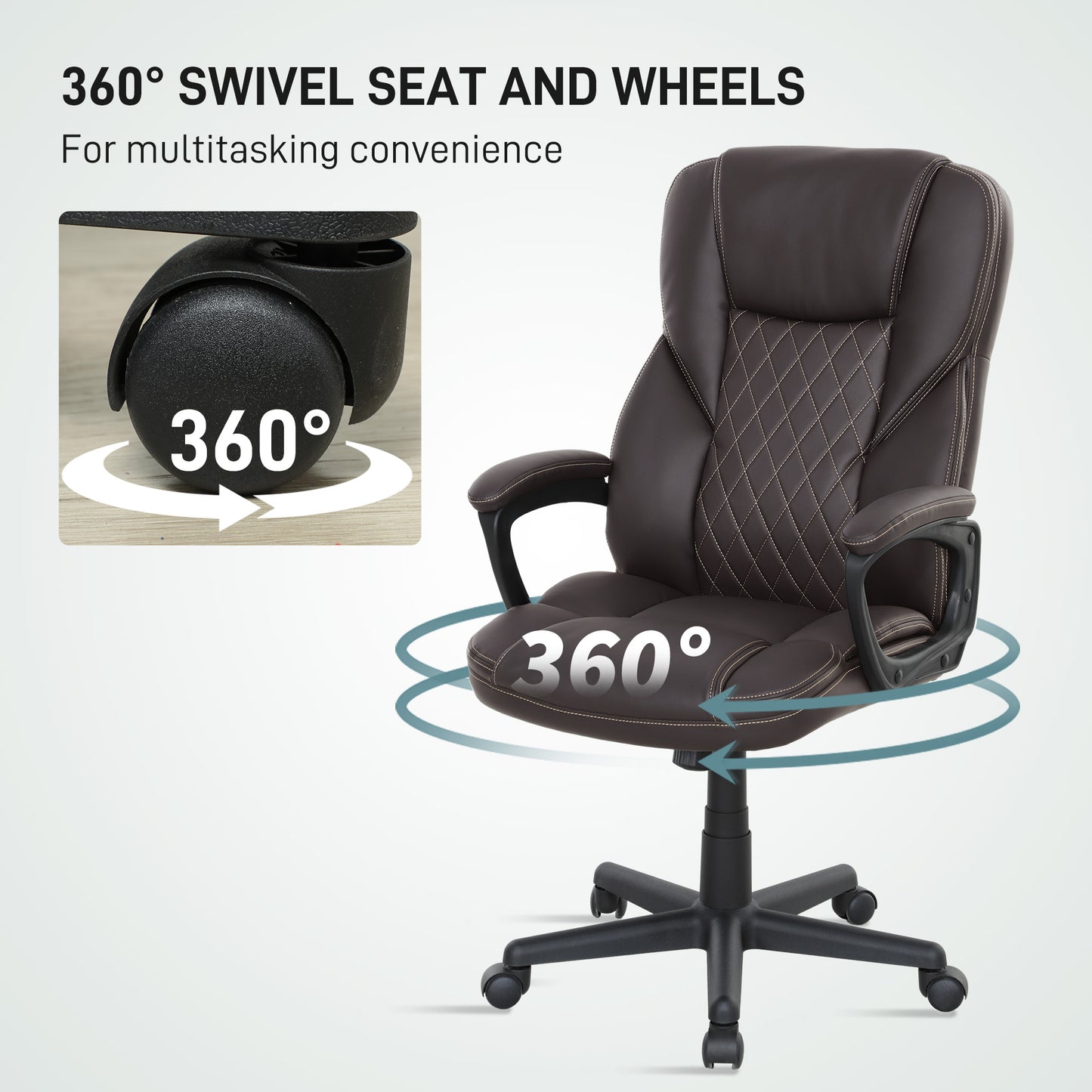 High Back Ergonomic Office Chair – PU Leather Executive Chair, Brown