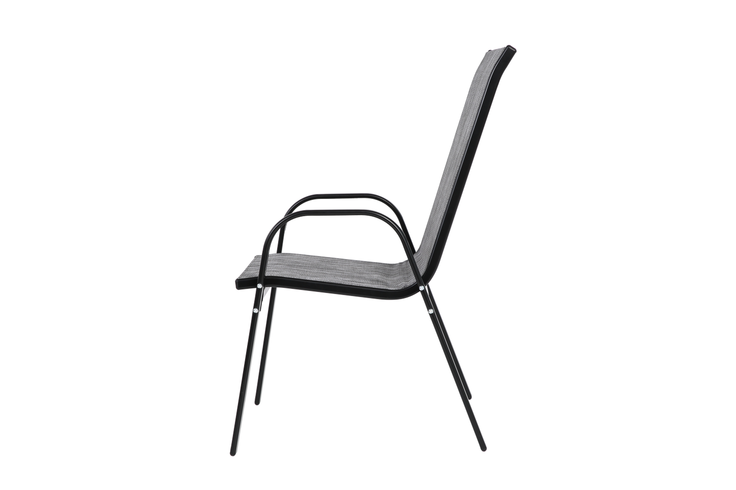 Set of 6 Outdoor Garden Chairs – Breathable Textilene Fabric, High Backrest & Armrests, Grey