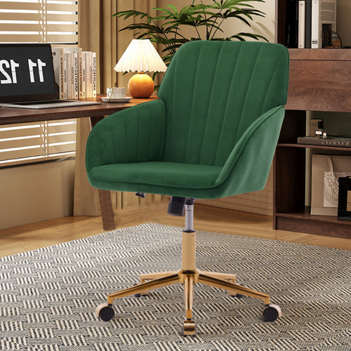 Adjustable Velvet Office Chair – Ergonomic Swivel Chair with Memory Foam, Green