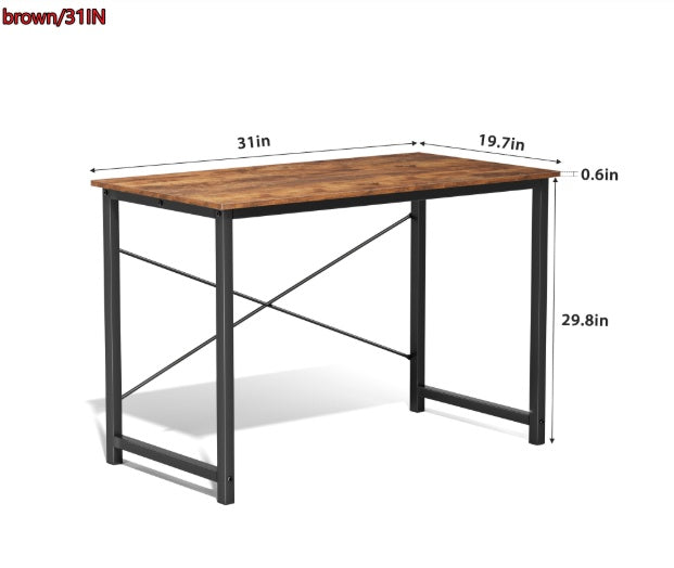 Computer Desk for Home Office – Modern Writing Desk with Storage Shelf, Sturdy Wooden Tabletop, Walnut